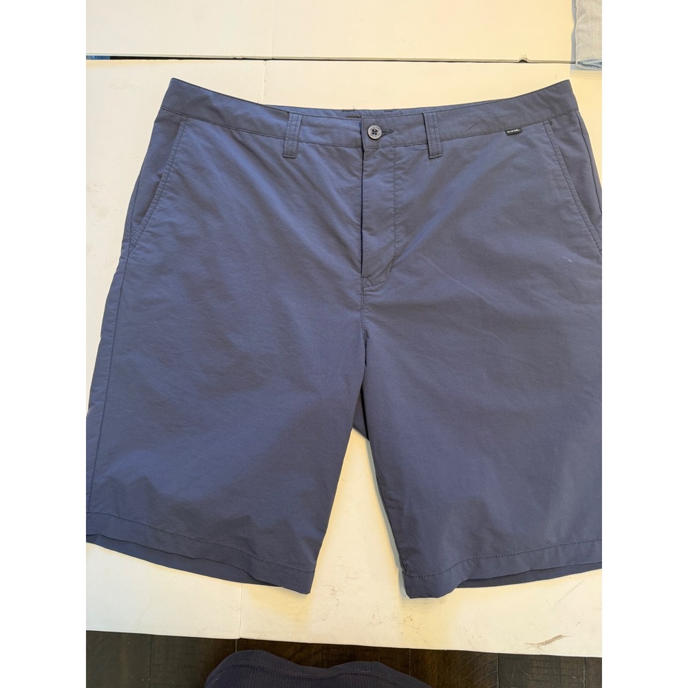 TravisMathew Beck Golf Shorts Mens 38 Blue Grey Performance Stretch Casual Flat